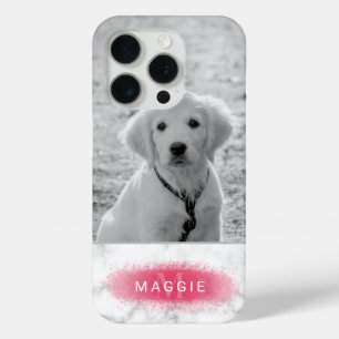 Aangepaste foto's en faux marble textuur met roze iPhone 15 pro case