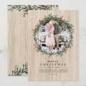 Aangepaste foto's en feestdagen met hout feestdagenkaart (Voorkant / Achterkant)