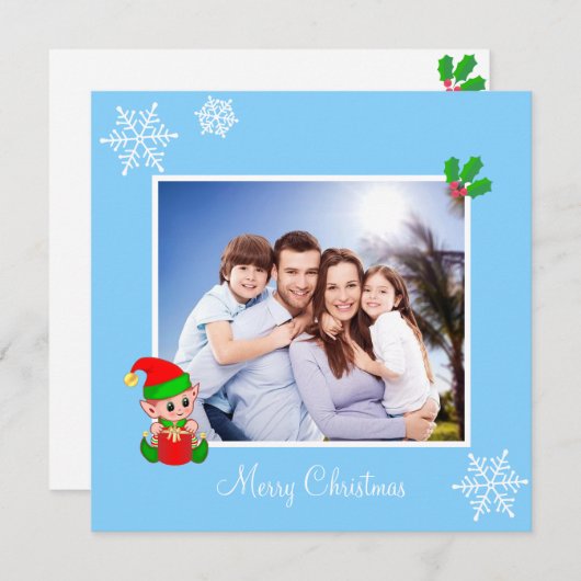 Aangepaste foto's en kleine Elf op Sky Blue (Voorkant / Achterkant)