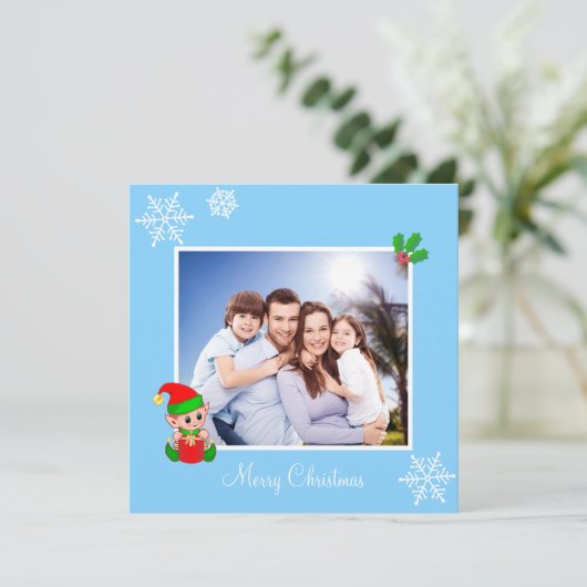 Aangepaste foto's en kleine Elf op Sky Blue (Staand voorkant)