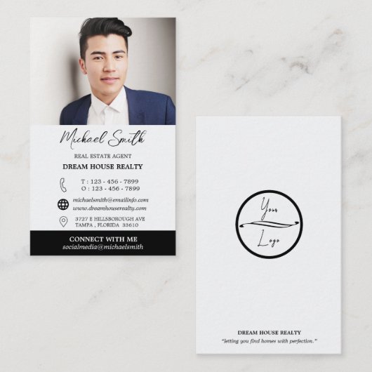 Aangepaste foto's en Logo Real Estate Agent Realto Visitekaartje (Voorkant / Achterkant)