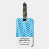 Aangepaste foto's en monogram Chevron Pattern Acht Bagagelabel (Achterkant verticaal)