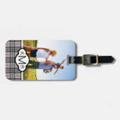 Aangepaste foto's en monogram Pixel geplakt in gri Bagagelabel (Voorkant horizontaal)