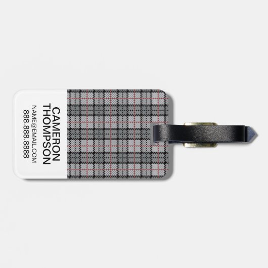 Aangepaste foto's en monogram Pixel geplakt in gri Bagagelabel (Achterkant horizontaal)