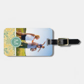 Aangepaste foto's en monogram retro-anker & oproer bagagelabel (Voorkant horizontaal)