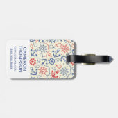 Aangepaste foto's en monogram rood en marine met a bagagelabel (Achterkant horizontaal)