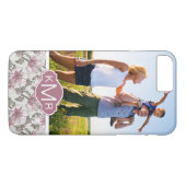 Aangepaste foto's en monogram roze Hibiscus Flower Case-Mate iPhone Case (Achterkant (Horizontaal))