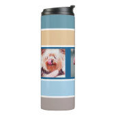 Aangepaste foto's en monogram van Nautical Stripes Thermosbeker (Gedraaid links)
