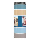 Aangepaste foto's en monogram van Nautical Stripes Thermosbeker (Achterkant)