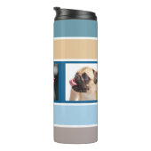 Aangepaste foto's en monogram van Nautical Stripes Thermosbeker (Geroteerd rechts)