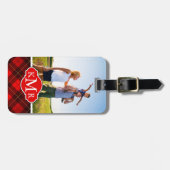 Aangepaste foto's en Monogram Wallace tartan achte Bagagelabel (Voorkant horizontaal)