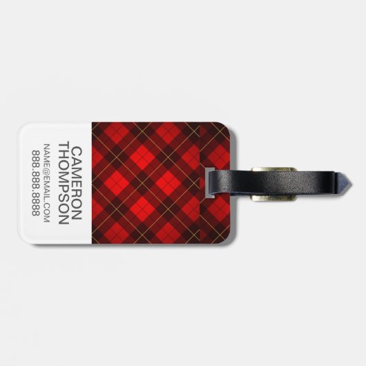 Aangepaste foto's en Monogram Wallace tartan achte Bagagelabel (Achterkant horizontaal)