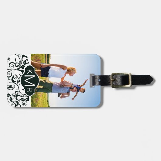 Aangepaste foto's en monogramschade bagagelabel (Voorkant horizontaal)