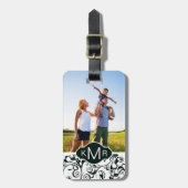 Aangepaste foto's en monogramschade bagagelabel (Voorkant verticaal)