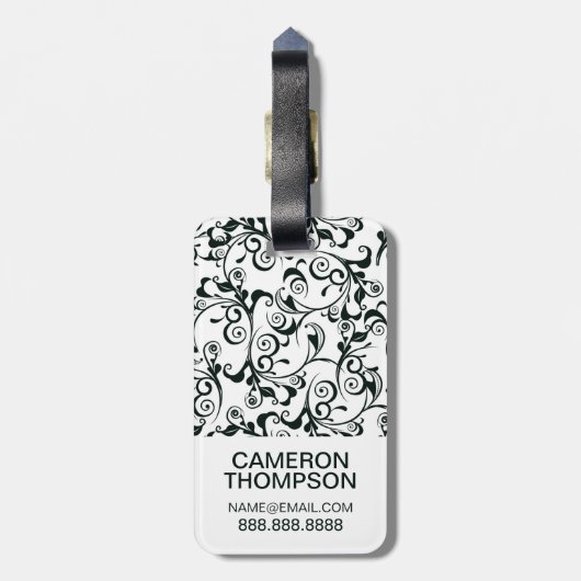 Aangepaste foto's en monogramschade bagagelabel (Achterkant verticaal)