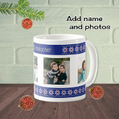 Aangepaste foto's en naam kerstpatroon koffiemok