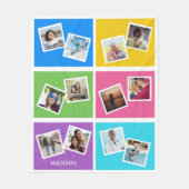 Aangepaste foto's en naam: kleurenvierkanten fleece deken (Voorkant)