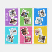 Aangepaste foto's en naam: kleurenvierkanten fleece deken (Voorkant (Horizontaal))