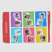 Aangepaste foto's en naam kleurrijk golfhanddoek (Horizontaal)