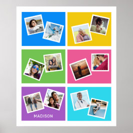 Aangepaste foto's en naam kleurrijk poster