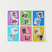 Aangepaste foto's en naam kleurrijk wandkleed (Voorkant (horizontaal))