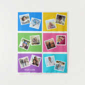 Aangepaste foto's en naam kleurrijk wandkleed (Voorkant)