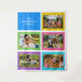 Aangepaste foto's en naam kleurrijk wandkleed (Voorkant)