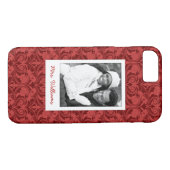 Aangepaste foto's en naam rode achtergrond Case-Mate iPhone case (Achterkant (Horizontaal))