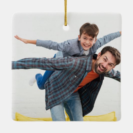 Aangepaste foto's en naam van Pap Quote opvoeren Keramisch Ornament (Achterkant)