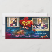 Aangepaste foto's en naamhart Mijn Valentijn mozaï Feestdagenkaart (Voorkant)