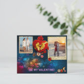 Aangepaste foto's en naamhart Mijn Valentijn mozaï Feestdagenkaart (Staand voorkant)
