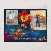 Aangepaste foto's en naamhart Mijn Valentijn mozaï Feestdagenkaart (Voorkant)