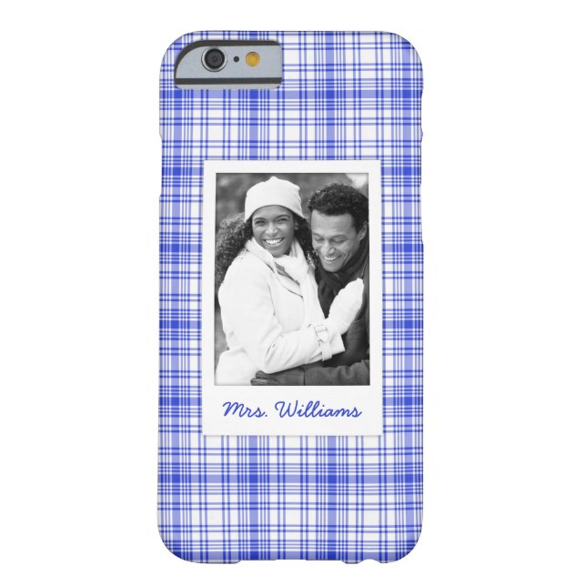 Aangepaste foto's en namen Blauw Wit Geplakt 2 Case-Mate iPhone Case (Achterkant)