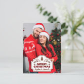 Aangepaste foto's en namen kerstbriefkaart briefkaart (Staand voorkant)