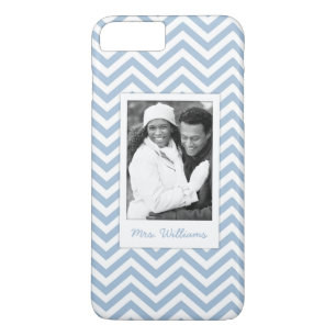 Aangepaste foto's en namen lichtblauw Chevron Case-Mate iPhone Case