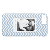 Aangepaste foto's en namen lichtblauw Chevron Case-Mate iPhone Case (Achterkant (Horizontaal))