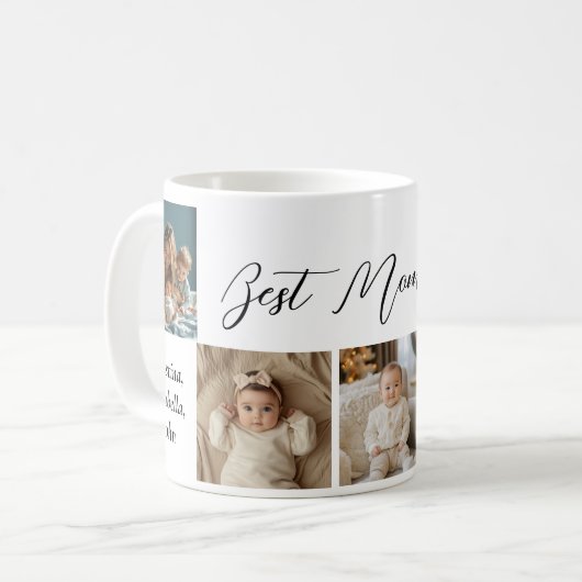 Aangepaste foto's en namen Moederdag Koffie mok (Voorkant links)