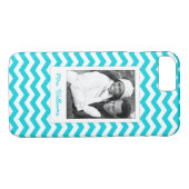 Aangepaste foto's en namen wit en Aqua Zig Zag Pat Case-Mate iPhone Case (Achterkant (Horizontaal))