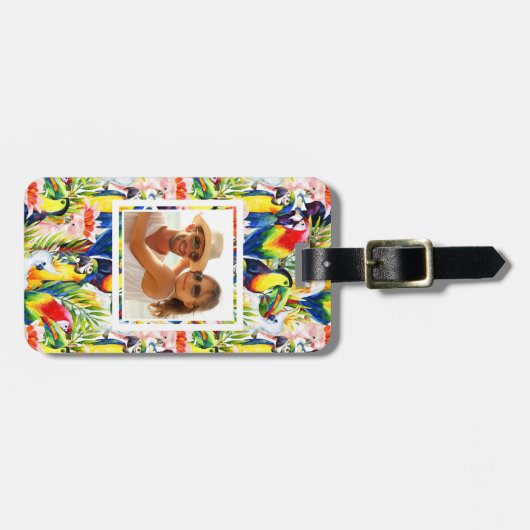 Aangepaste foto's en palmbladeren bagagelabel (Voorkant horizontaal)