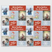 Aangepaste foto's en tekst met een schattige Santa Cadeaupapier (Vlak)