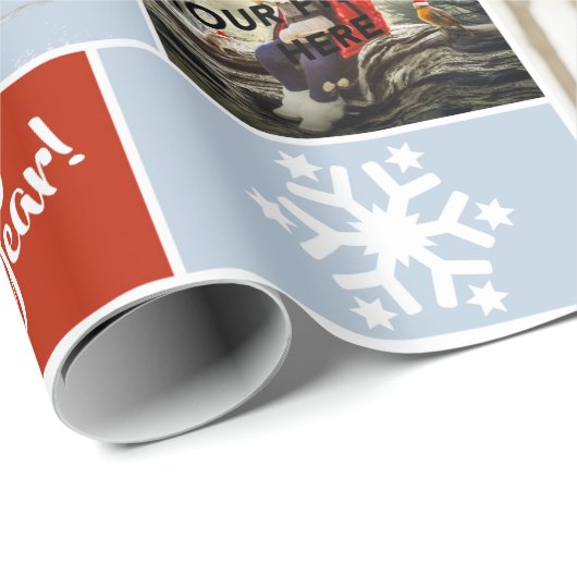 Aangepaste foto's en tekst met een schattige Santa Cadeaupapier (Rol Hoek)