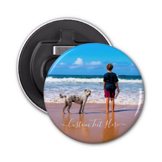 Aangepaste foto's en tekst - Uw ontwerp - met Mijn Button Flesopener (Voorkant)