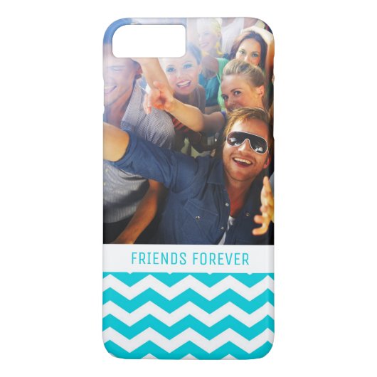 Aangepaste foto's en tekst wit en Aqua Zig Zag Pat Case-Mate iPhone Case (Achterkant)