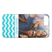 Aangepaste foto's en tekst wit en Aqua Zig Zag Pat Case-Mate iPhone Case (Achterkant (Horizontaal))