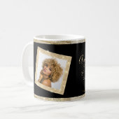 Aangepaste foto's en tekst zwart Gold Glitter Tren Koffiemok (Voorkant links)