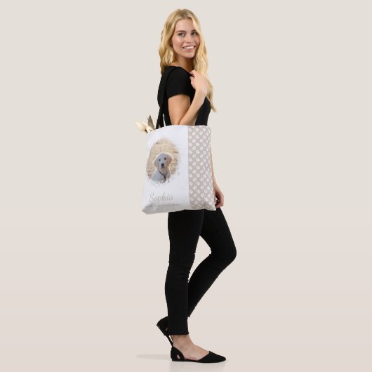 Aangepaste foto's en witte petten op beige en Jouw Tote Bag (Op model)