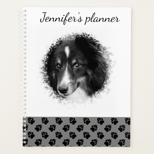 Aangepaste foto's en zwarte petten op grijs en Jou Planner (Voorkant)