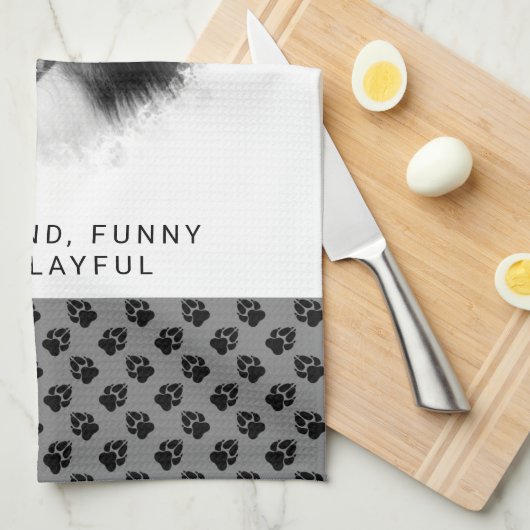 Aangepaste foto's en zwarte petten op grijs en Jou Theedoek (Quarter Fold)