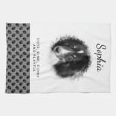 Aangepaste foto's en zwarte petten op grijs en Jou Theedoek (Horizontaal)