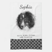 Aangepaste foto's en zwarte petten op grijs en Jou Theedoek (Verticaal)